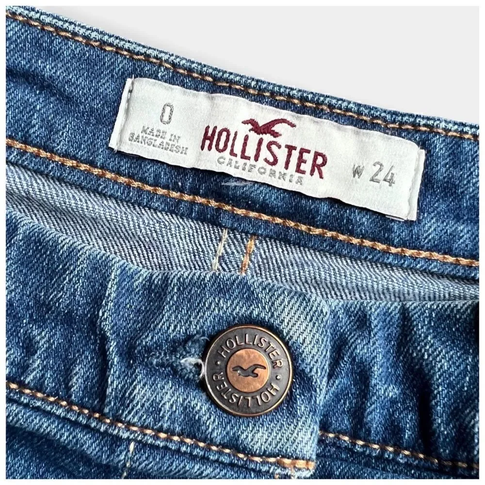 Hollister Medium Wash Denim A-Line Mini Skirt Sz 24 - Picture 3 of 4